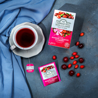 TRÀ AHMAD ANH QUỐC - CHERRY & HIBISCUS, ROSEHIP (40g) - Mang đến sự sảng khoái và hồi sinh từ bên trong