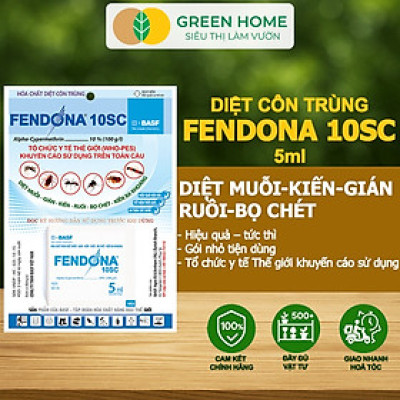 Thuốc Diệt Muỗi Greenhome, Fendona 10sc, Gói 5ml, Hiệu Quả, Không Mùi, Dễ Dùng, Diệt Gián, Ruồi, Kiến Ba Khoang