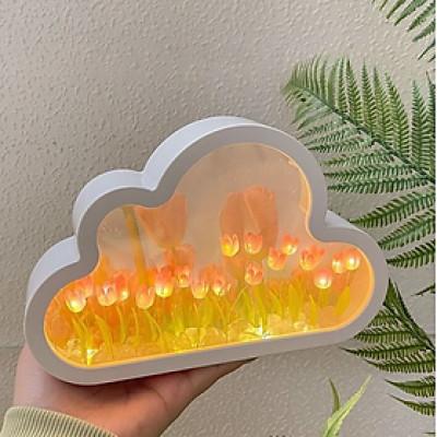 Đèn Ngủ Đám Mây Tulip Có Gương, Đèn Bàn Quà Tặng Sinh Nhật – DS13283