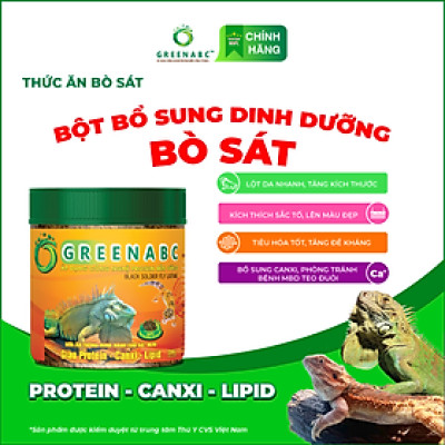 Thức ăn bò sát Rồng Nam Mỹ, Rồng Úc, Iguana GREENABC - Bổ sung dinh dưỡng giúp tăng trưởng nhanh, lên màu đẹp, phòng chống MBD, teo đuôi – Hộp 200g