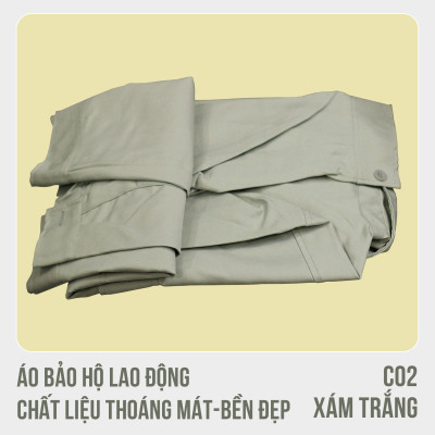 Áo bảo hộ lao động, chất liệu thoáng mát, bền đẹp - Mã C02 ( Xám Trắng)