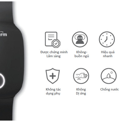 Thiết bị đeo tay chống nôn nói do say tàu xe, ốm nghén EmeTerm Explore - đạt chứng nhận FDA/CE - Không dùng thuốc - Không tác dụng phụ - Pin sạc - Chống thấm nước IP67- Hàng chính hãng