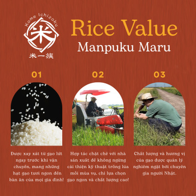 GẠO GIỐNG NHẬT MANPUKU MARU - GẠO XÁT DỐI- GẠO TRẮNG