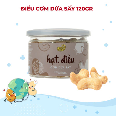 [Hạt Điều Tẩm Vị] Hạt Điều Tẩm Vị Cơm Dừa Sấy, Hạt Điều Cơm Dừa Sấy, Hạt Điều Rang Sấy Vị Cơm Dừa, Hạt Điều Acồ Size A++, Hạt Điều Xuất Khẩu - Hũ Nắp Nhôm 120g - Thương Hiệu FAMINUTS