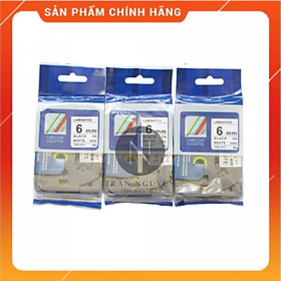Nhãn In Brother Tz2-211 [Combo 3 hộp]  Đen nền trắng 6mm x 8m - Hàng nhập khẩu