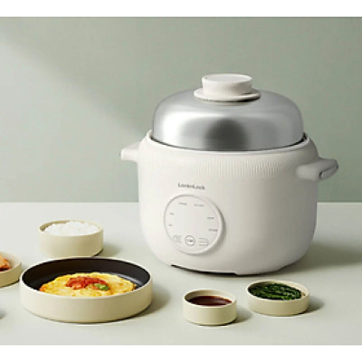 Nồi điện đa năng LocknLock Digital multipot EJP186VY lòng nồi chống dính, có chức năng hẹn giờ, dung tích 1.2L - Màu ngà - Hàng chính hãng