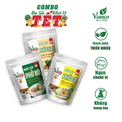 Combo Tết An Yên GÓI 210G (Nước Súp Phở Bò + Gà + Chay)