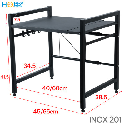 Kệ lò vi sóng 1 tầng điều chỉnh inox sơn đen Hobby home decor KVS1