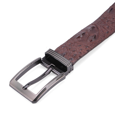 HP4234-4235-4769-4771 - Thắt lưng nam da cá sấu Huy Hoàng nguyên con 4P đầu kim màu đen, nâu đỏ, nâu đất, vàng