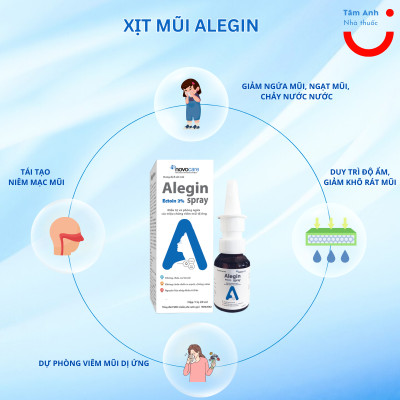 Xịt Viêm Mũi Dị Ứng - Alegin 20ml- Giúp Phòng Và Hỗ Trợ Điều Trị Viêm Mũi Dị Ứng, An Toàn Khi Sử Dụng Lâu Dài, Không Chứa Thuốc Co Mạch Và Chống Viêm Corticoid