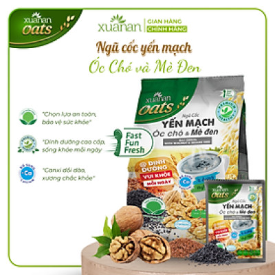 Ngũ Cốc Yến Mạch, Óc Chó Và Mè Đen Xuân An [ít đường] Túi 400G {25g*16 gói}