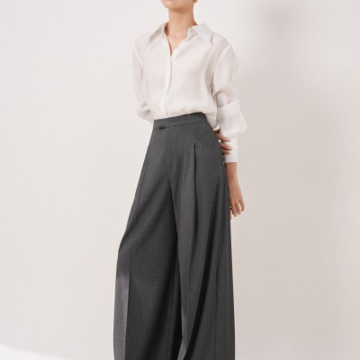 Quần vải 2 ly ống rộng Naomi thiết kế cao cấp WHITE CHIC