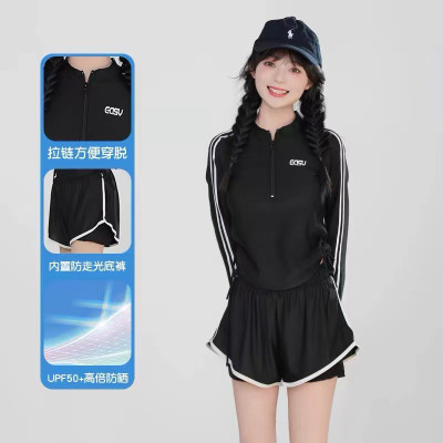 Đồ Bơi Nữ Dài Tay Quần Đùi 2 Lớp