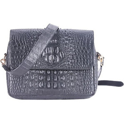 Túi Xách Da Cá Sấu Huy Hoàng Hộp Vuông HT6201 (20 x 37 cm) - Đen