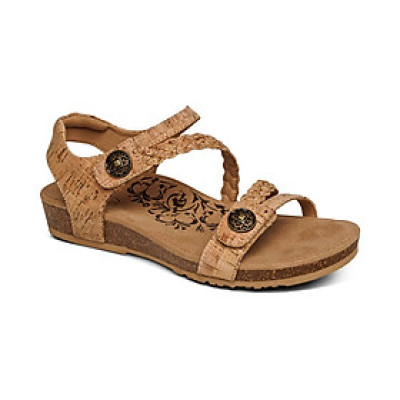 Sandal sức khỏe nữ Aetrex Jillian Braid Cork - Giày nâng vòm chân đệm mềm dùng được cho cả chân nhạy cảm