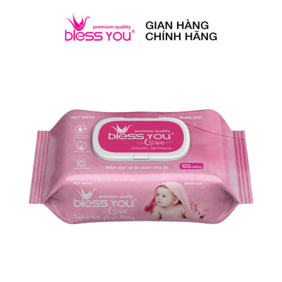 Combo 3 Gói Khăn Ướt Không Mùi Bless You Love 100 Tờ