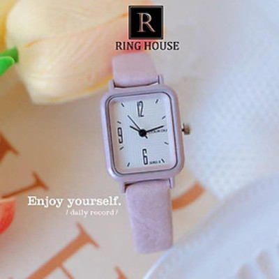 Đồng hồ nữ đeo tay Doukou mới mặt chữ nhật chính hãng dây da đẹp giá rẻ Ring House