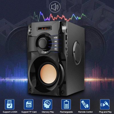 Loa Bluetooth không dây Âm thanh nổi AUX IN Màn hình LCD FM Radio TF Khe cắm thẻ nhớ U