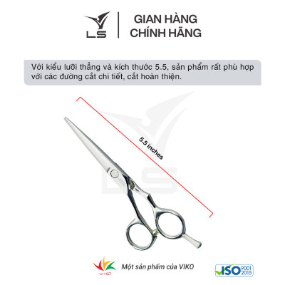 Kéo cắt tóc LS lưỡi thẳng quai offset phẳng đỡ ngón tháo rời CB11L/5.5