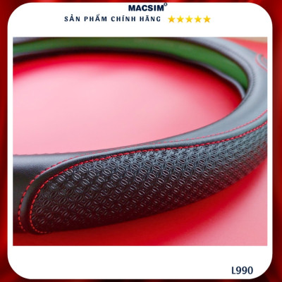 Bọc vô lăng cao cấp Macsim mã Dcut mã L990 màu đen chỉ đỏ