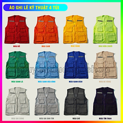 ÁO GHI LÊ 4 TÚI PHẢN QUANG BẢO HỘ LAO ĐỘNG , ÁO KỸ THUẬT , KỸ SƯ, ÁO CÔNG NHÂN, ÁO GILE