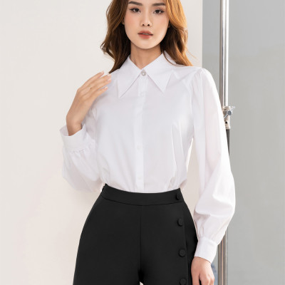 Quần short nữ công sở HeraDG cúc trang trí lệch dễ phối đồ chất liệu Tuytsi cao cấp SQSBC3002