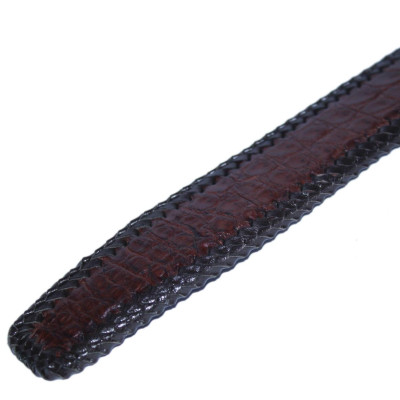 Thắt Lưng Nam Da Cá Sấu Đan Viền Huy Hoàng HT4217 (120 x 3.5 cm) - Nâu Đất