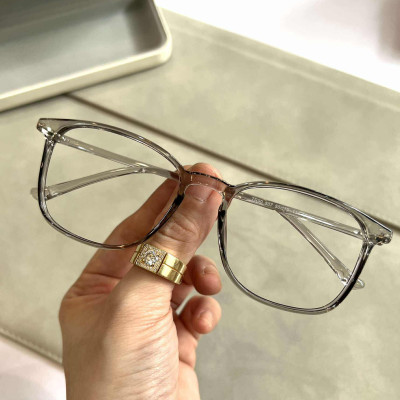 Kính Mắt vuông to gọng nhựa dẻo siêu nhẹ thời trang cho nam nữ (Màu ghi trong)