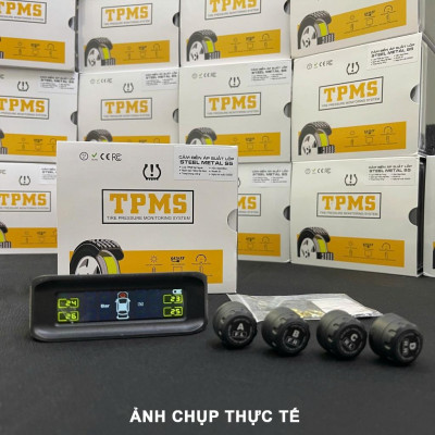 Cảm biến áp suất lốp ô tô xe hơi cao cấp STEEL METAL S5 TPMS Cảnh báo tiếng Việt độc quyền Pin mặt trời Màn LCD vios