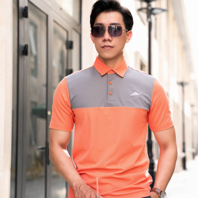 Áo Polo Nam Thể Thao Cổ Sơ Mi ALLPUR CoolMax Siêu Mát - Ngăn mùi - Màu Cam Phối Xám