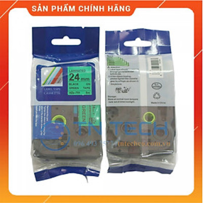Nhãn In HZE-751 - Đen nền xanh lá 24mm x 8m - Dùng cho máy in BROTHER - AIMO - PUTY [Hàng nhập khẩu]