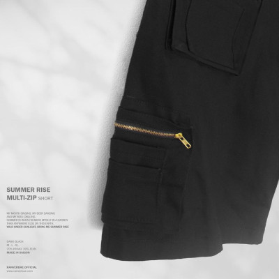 Quần Short RANV RBAE MULTI-ZIP Đen