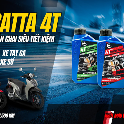 Nhớt xe số CATTA 4T MOTORCYCLE 1L - SAE 20W50, API SJ, JASO MA2 - Hàng chính hãng 